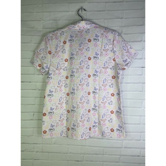 Fruits Basket Icons All Over Print Woven Top Button Up Womens Juniors Size M - Picture 4 of 12